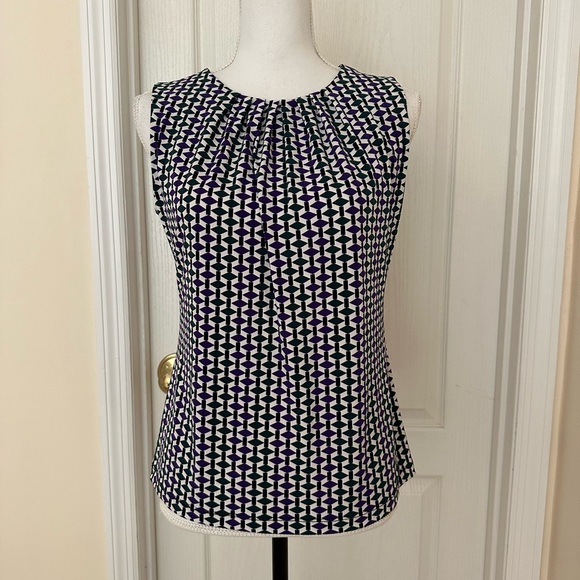 NWT Calvin Klein Woman’s Sleeveless Geometric Blouse Top, Sz PM - Picture 11 of 11